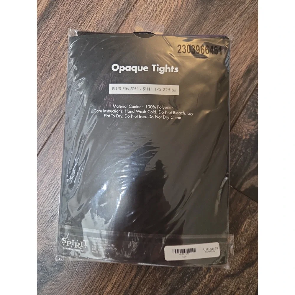 Spirit Halloween Black Opaque Tights Costume Plus Size New